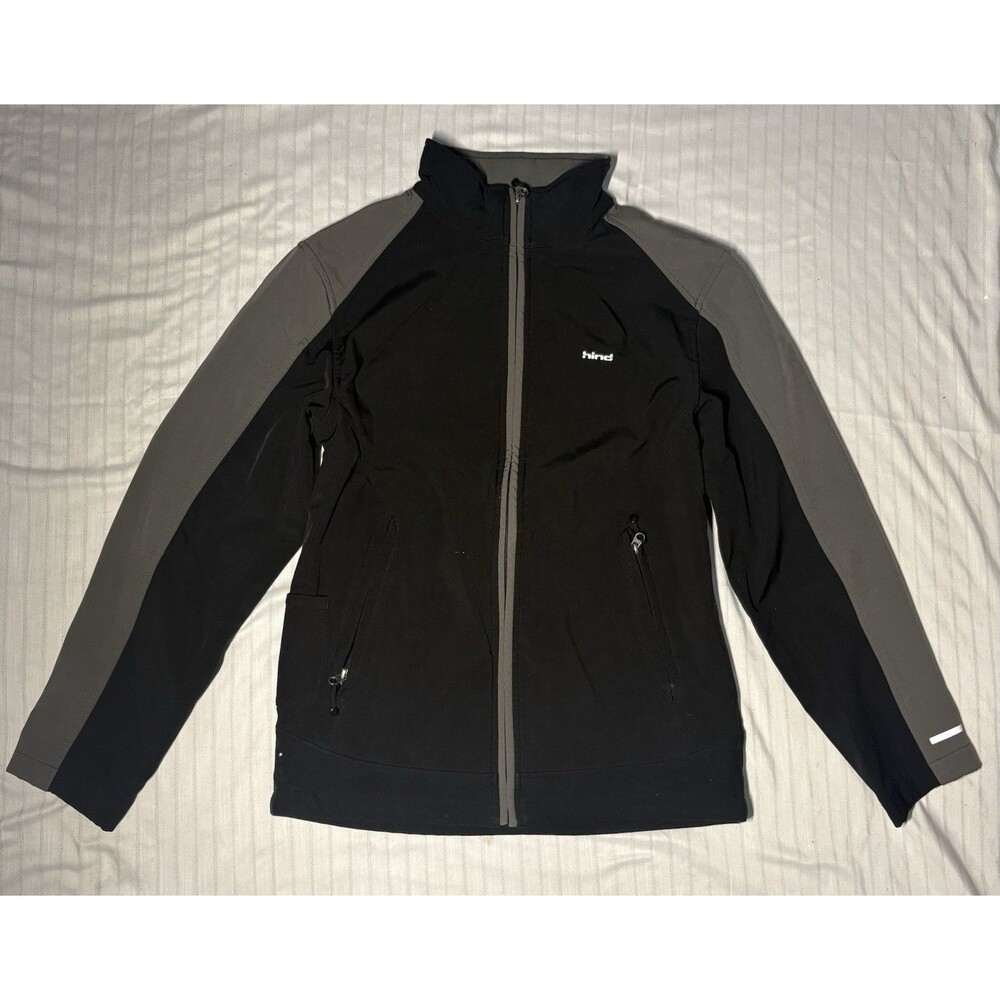 Hind Mens Small ZIP Jacket With Hood Gray/Black With Orange Zippers